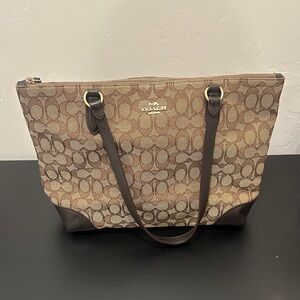 Coach Tan and Brown Signature Tote